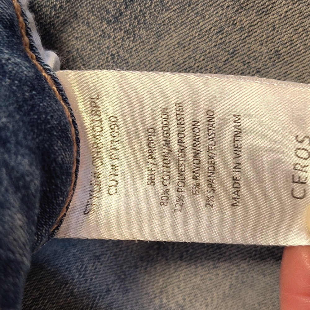 Ceros Blue Distressed High Waist Straight Leg Ankle Jeans Plus 14 Cropped - Picture 10 of 10